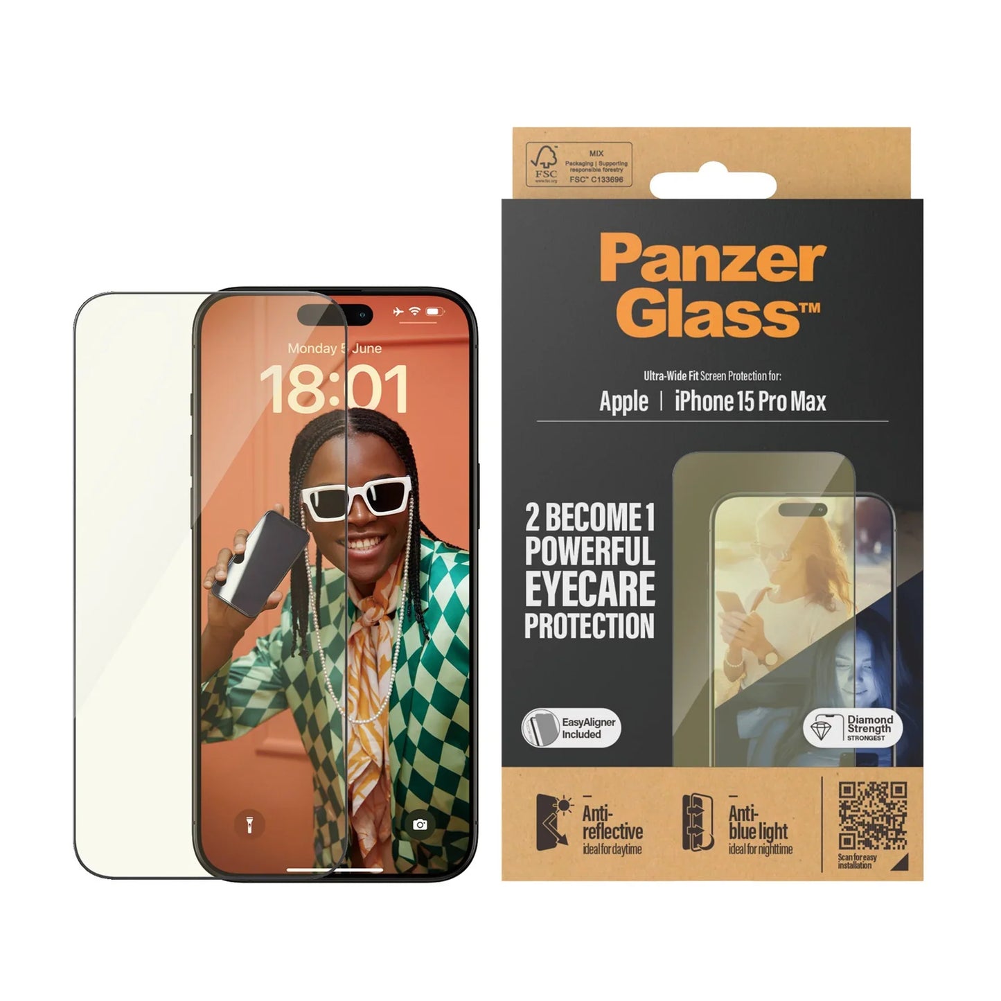 PanzerGlass UWF Glass for iPhone 15 Pro Max (Anti-Reflective & Bluelight)