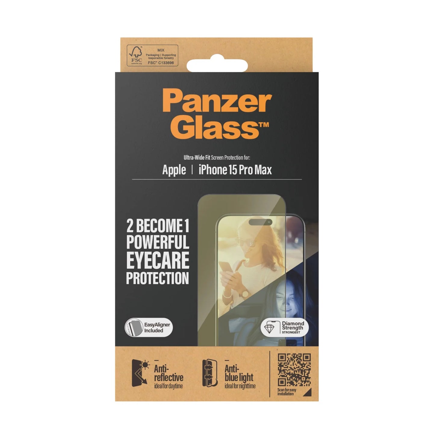 PanzerGlass UWF Glass for iPhone 15 Pro (Anti-Reflective & Bluelight)
