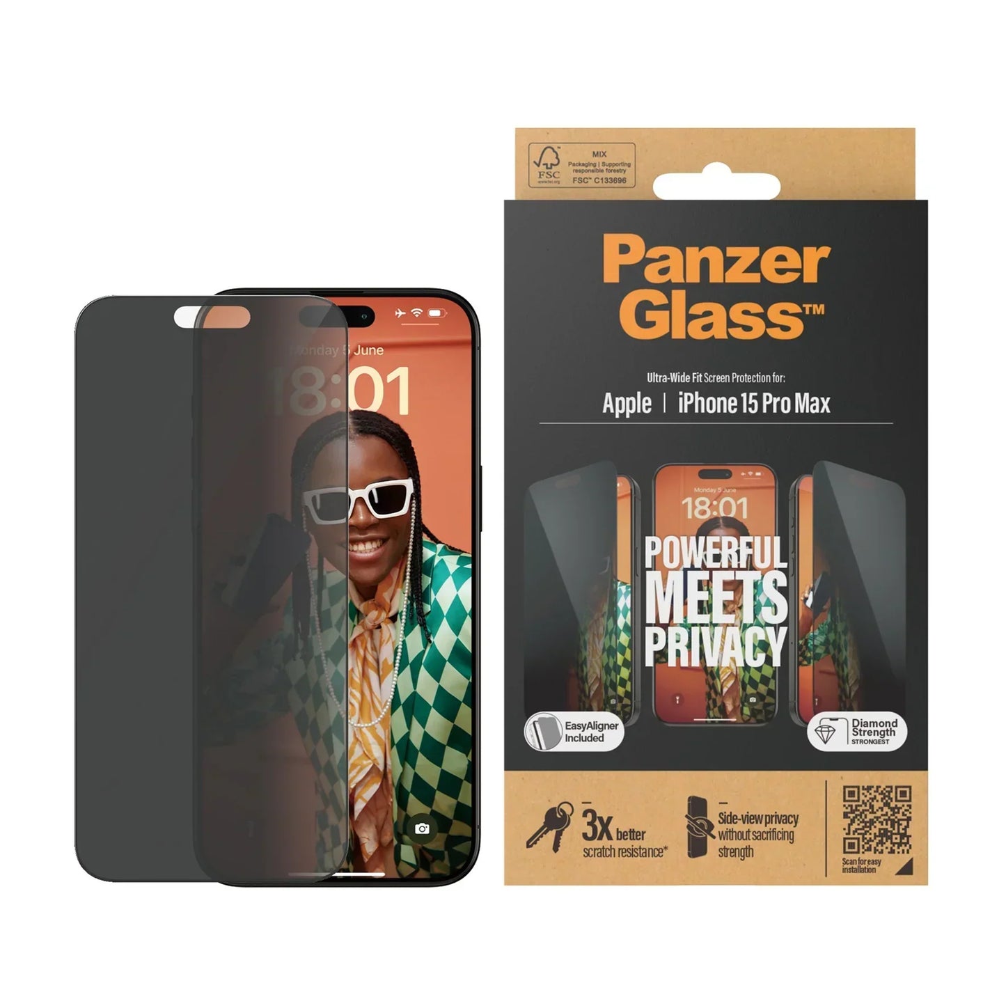 PanzerGlass UWF Glass for iPhone 15 Pro Max (Privacy)