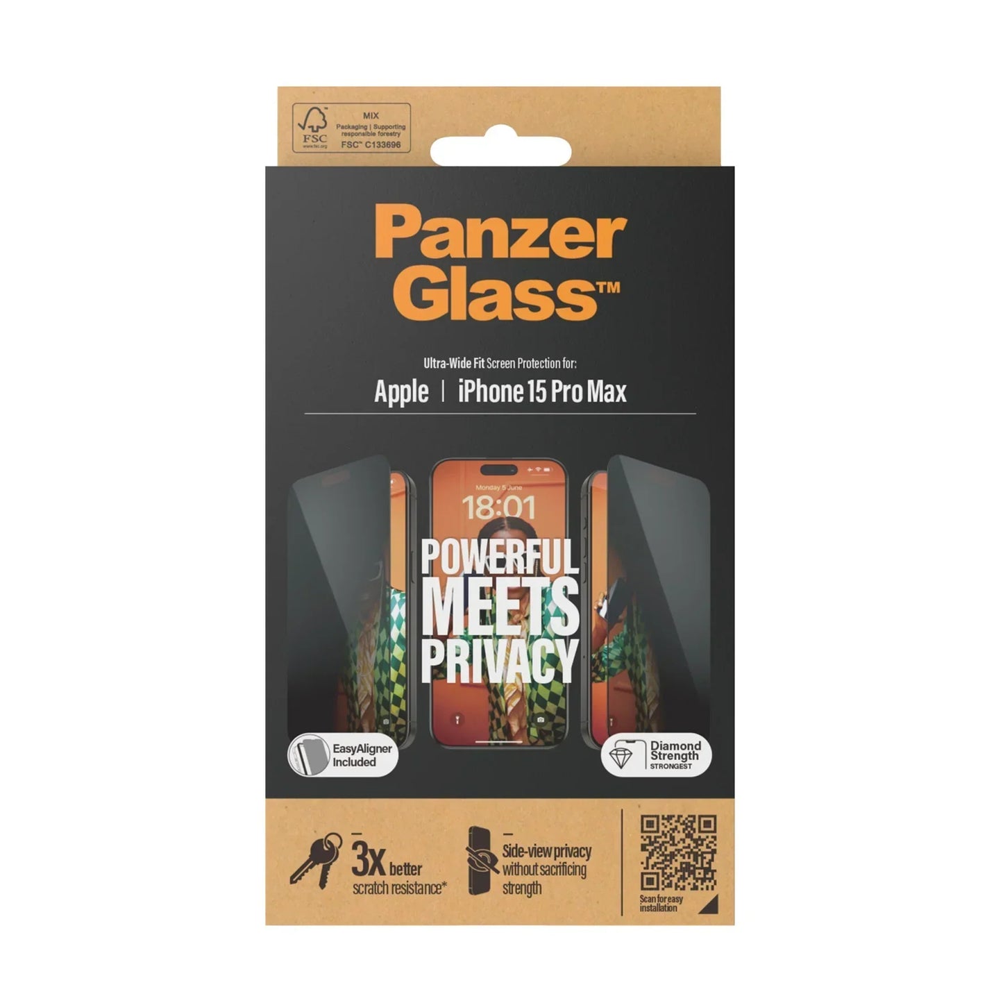 PanzerGlass UWF Glass for iPhone 15 Pro Max (Privacy)